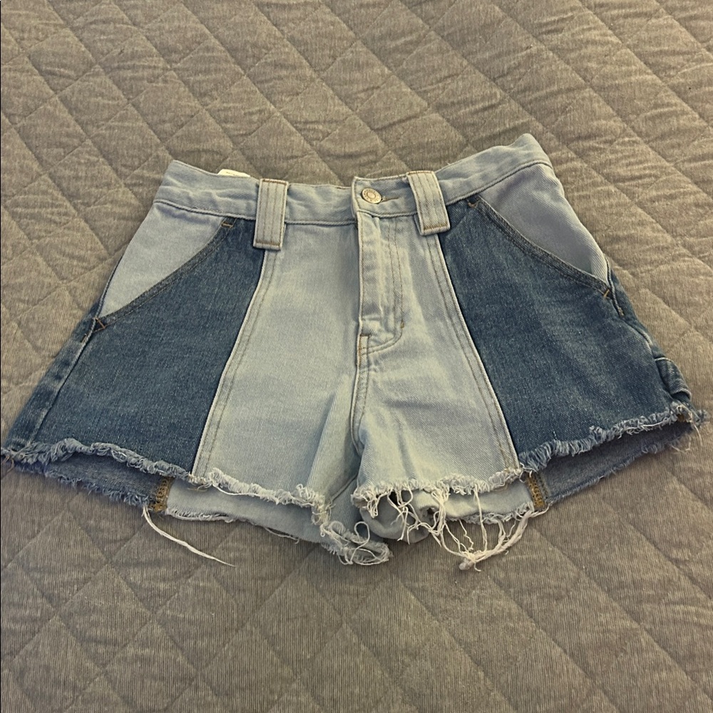 PacSun Blue Patchwork Jean Shorts